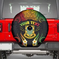 Personalised Tuvalu Independence Day Spare Tire Cover Polynesian Tattoo and Plumeria Reggae Color LT03 - Polynesian Pride