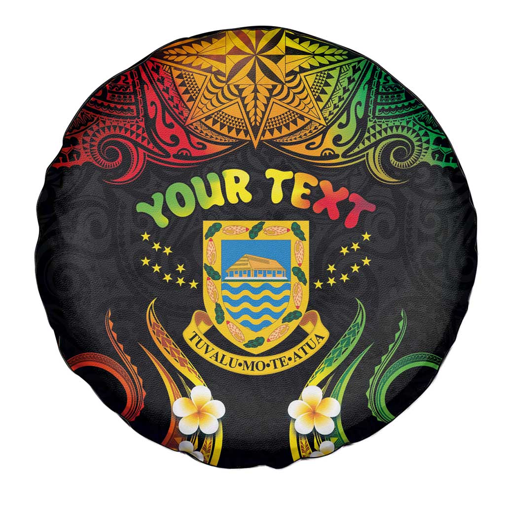 Personalised Tuvalu Independence Day Spare Tire Cover Polynesian Tattoo and Plumeria Reggae Color LT03 - Polynesian Pride