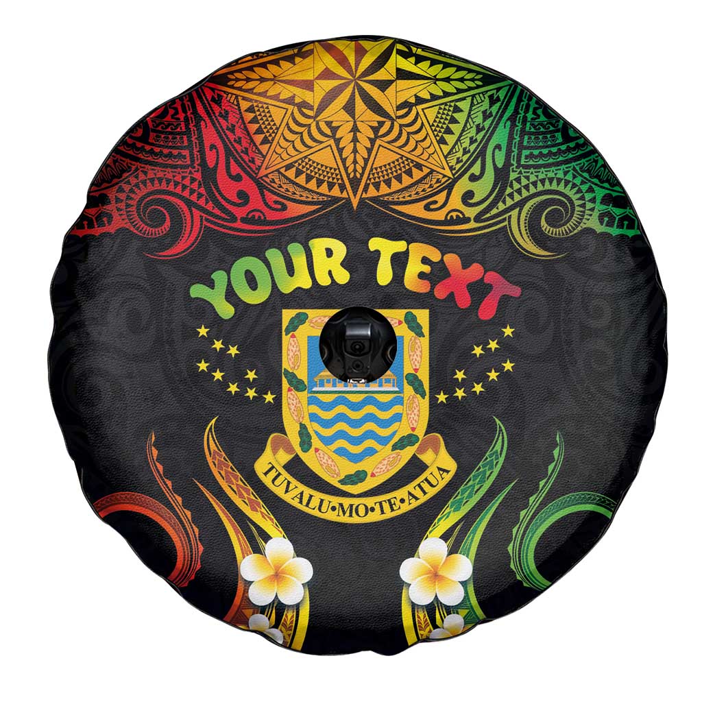 Personalised Tuvalu Independence Day Spare Tire Cover Polynesian Tattoo and Plumeria Reggae Color LT03 - Polynesian Pride