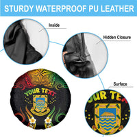 Personalised Tuvalu Independence Day Spare Tire Cover Polynesian Tattoo and Plumeria Reggae Color LT03 - Polynesian Pride