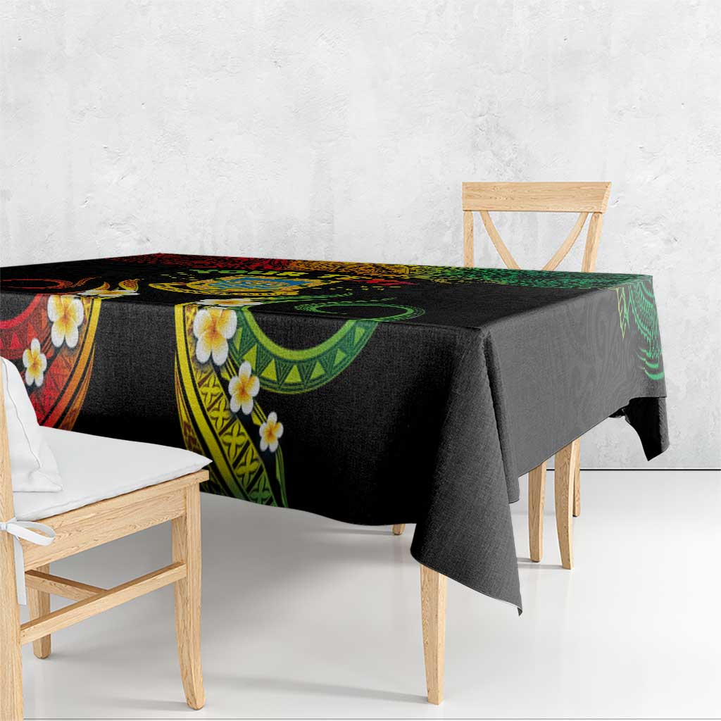 Personalised Tuvalu Independence Day Tablecloth Polynesian Tattoo and Plumeria Reggae Color LT03 - Polynesian Pride
