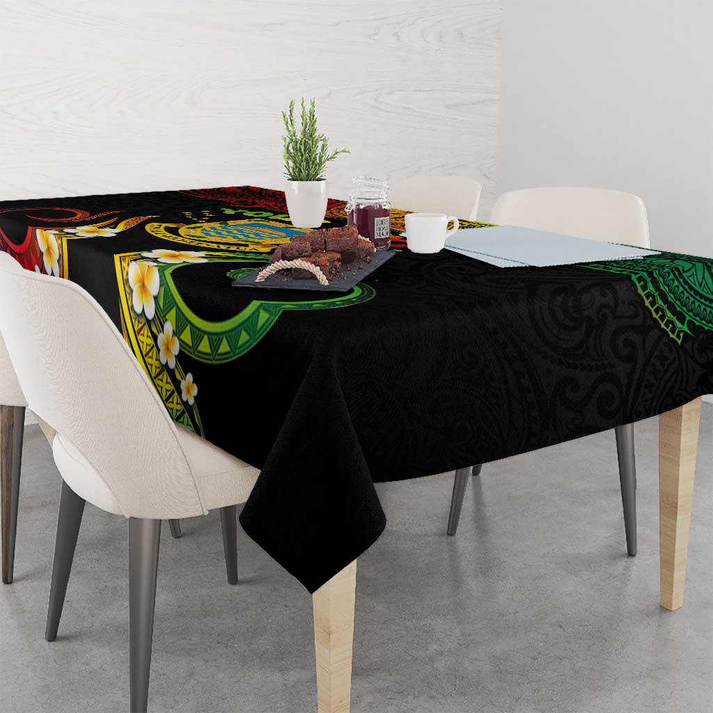 Personalised Tuvalu Independence Day Tablecloth Polynesian Tattoo and Plumeria Reggae Color LT03 - Polynesian Pride