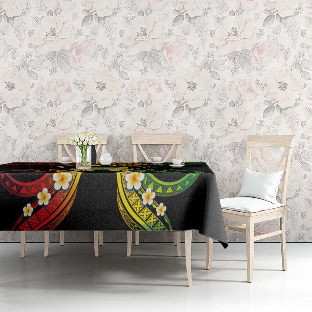 Personalised Tuvalu Independence Day Tablecloth Polynesian Tattoo and Plumeria Reggae Color LT03 - Polynesian Pride