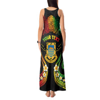 Personalised Tuvalu Independence Day Tank Maxi Dress Polynesian Tattoo and Plumeria Reggae Color LT03 - Polynesian Pride