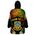 Personalised Tuvalu Independence Day Wearable Blanket Hoodie Polynesian Tattoo and Plumeria Reggae Color