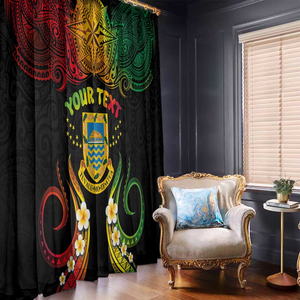 Personalised Tuvalu Independence Day Window Curtain Polynesian Tattoo and Plumeria Reggae Color LT03 - Polynesian Pride