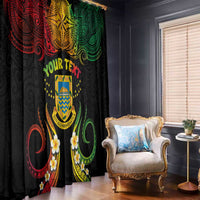 Personalised Tuvalu Independence Day Window Curtain Polynesian Tattoo and Plumeria Reggae Color LT03 - Polynesian Pride