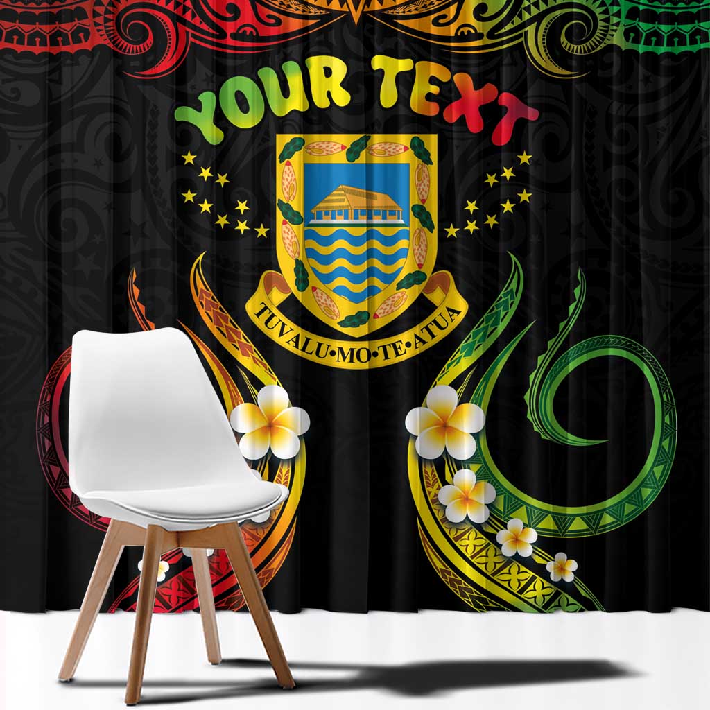 Personalised Tuvalu Independence Day Window Curtain Polynesian Tattoo and Plumeria Reggae Color LT03 - Polynesian Pride