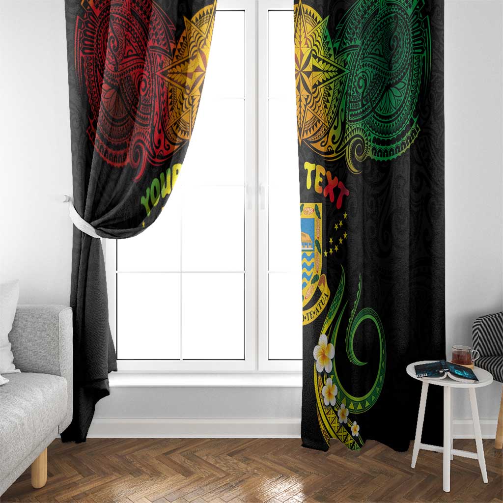 Personalised Tuvalu Independence Day Window Curtain Polynesian Tattoo and Plumeria Reggae Color LT03 - Polynesian Pride