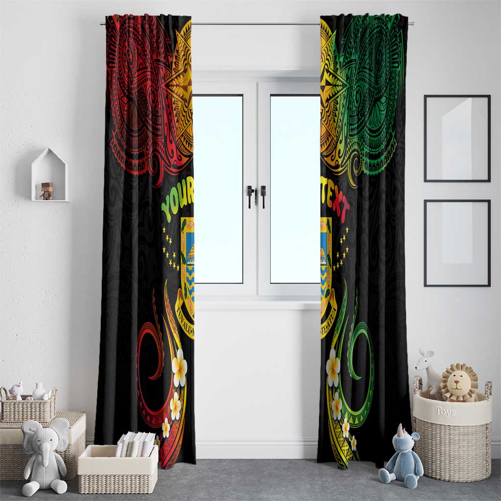 Personalised Tuvalu Independence Day Window Curtain Polynesian Tattoo and Plumeria Reggae Color LT03 - Polynesian Pride