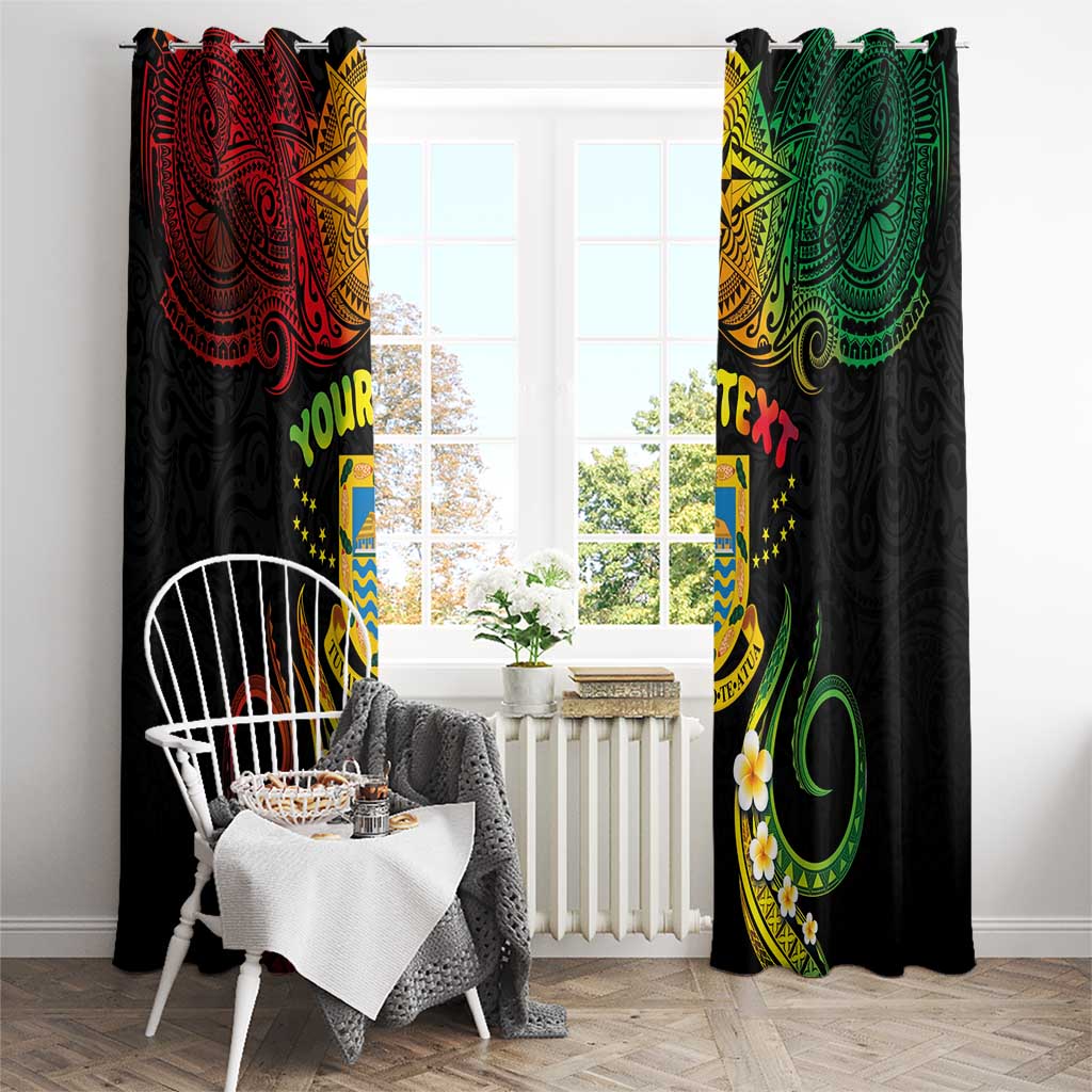 Personalised Tuvalu Independence Day Window Curtain Polynesian Tattoo and Plumeria Reggae Color LT03 - Polynesian Pride