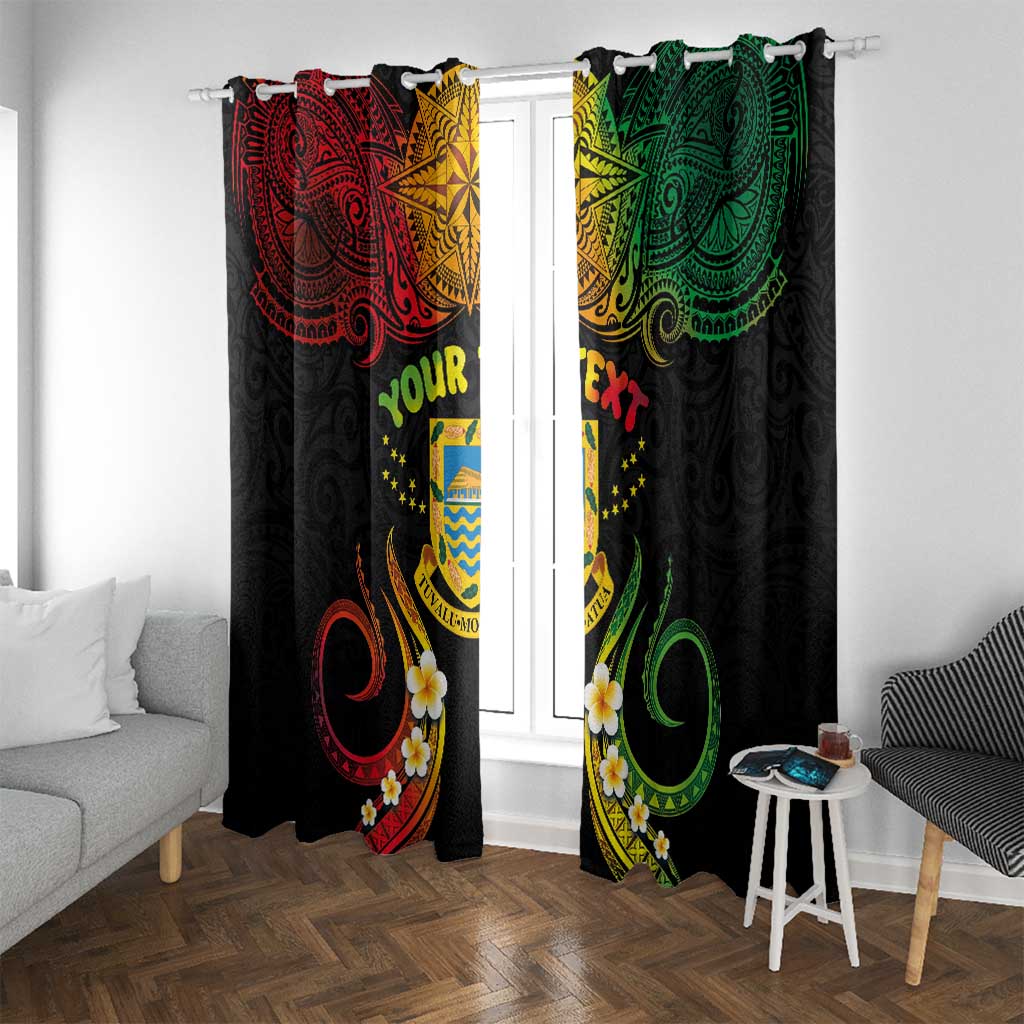Personalised Tuvalu Independence Day Window Curtain Polynesian Tattoo and Plumeria Reggae Color LT03 With Grommets Reggae - Polynesian Pride