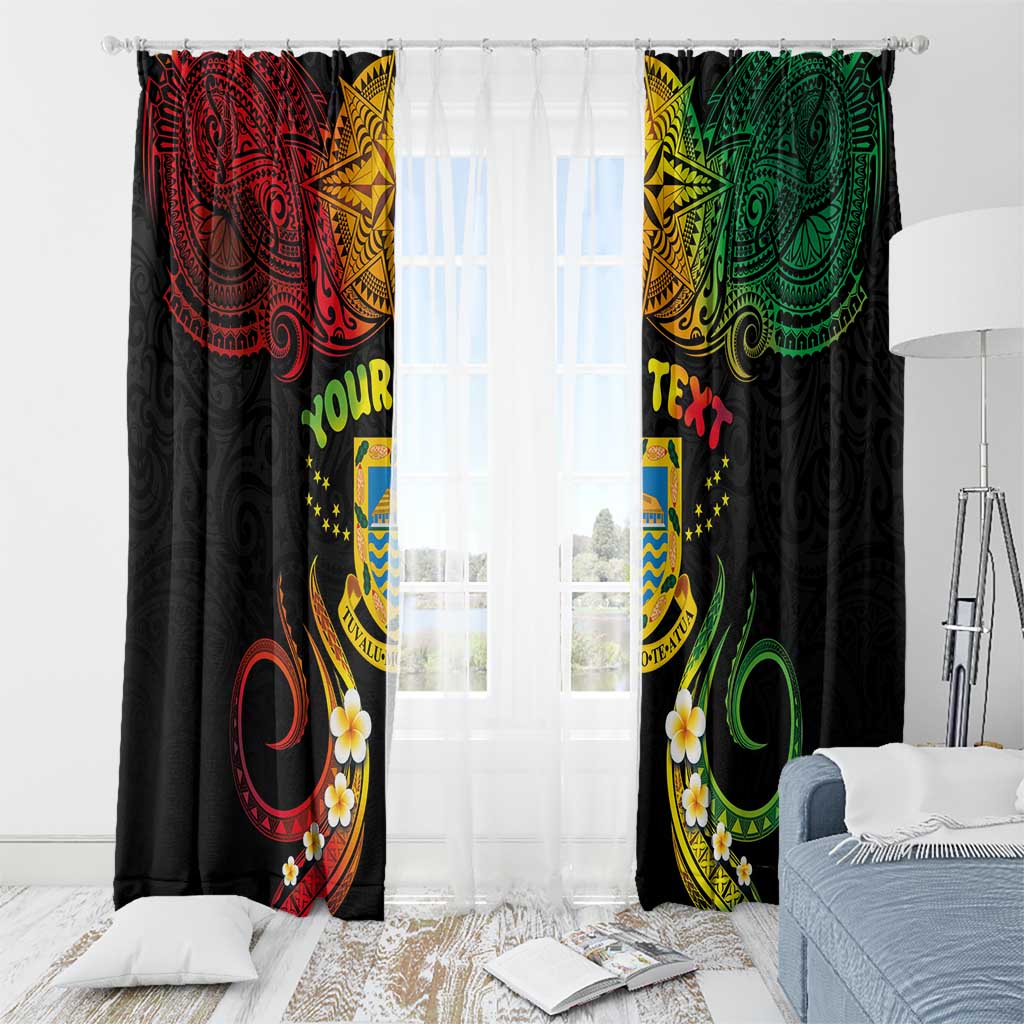 Personalised Tuvalu Independence Day Window Curtain Polynesian Tattoo and Plumeria Reggae Color LT03 - Polynesian Pride