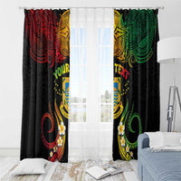 Personalised Tuvalu Independence Day Window Curtain Polynesian Tattoo and Plumeria Reggae Color LT03 - Polynesian Pride