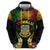 Personalised Tuvalu Independence Day Zip Hoodie Polynesian Tattoo and Plumeria Reggae Color