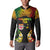 Personalised Malampa Fiji Day Button Sweatshirt Polynesian Tattoo and Plumeria Reggae Color