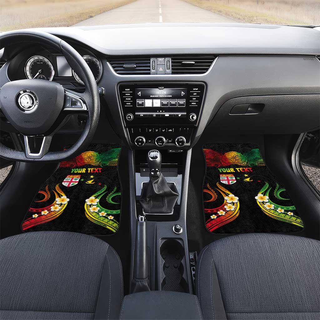 Personalised Malampa Fiji Day Car Mats Polynesian Tattoo and Plumeria Reggae Color