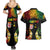 Personalised Malampa Fiji Day Couples Matching Summer Maxi Dress and Hawaiian Shirt Polynesian Tattoo and Plumeria Reggae Color