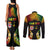 Personalised Malampa Fiji Day Couples Matching Tank Maxi Dress and Long Sleeve Button Shirt Polynesian Tattoo and Plumeria Reggae Color