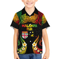Personalised Malampa Fiji Day Family Matching Puletasi and Hawaiian Shirt Polynesian Tattoo and Plumeria Reggae Color