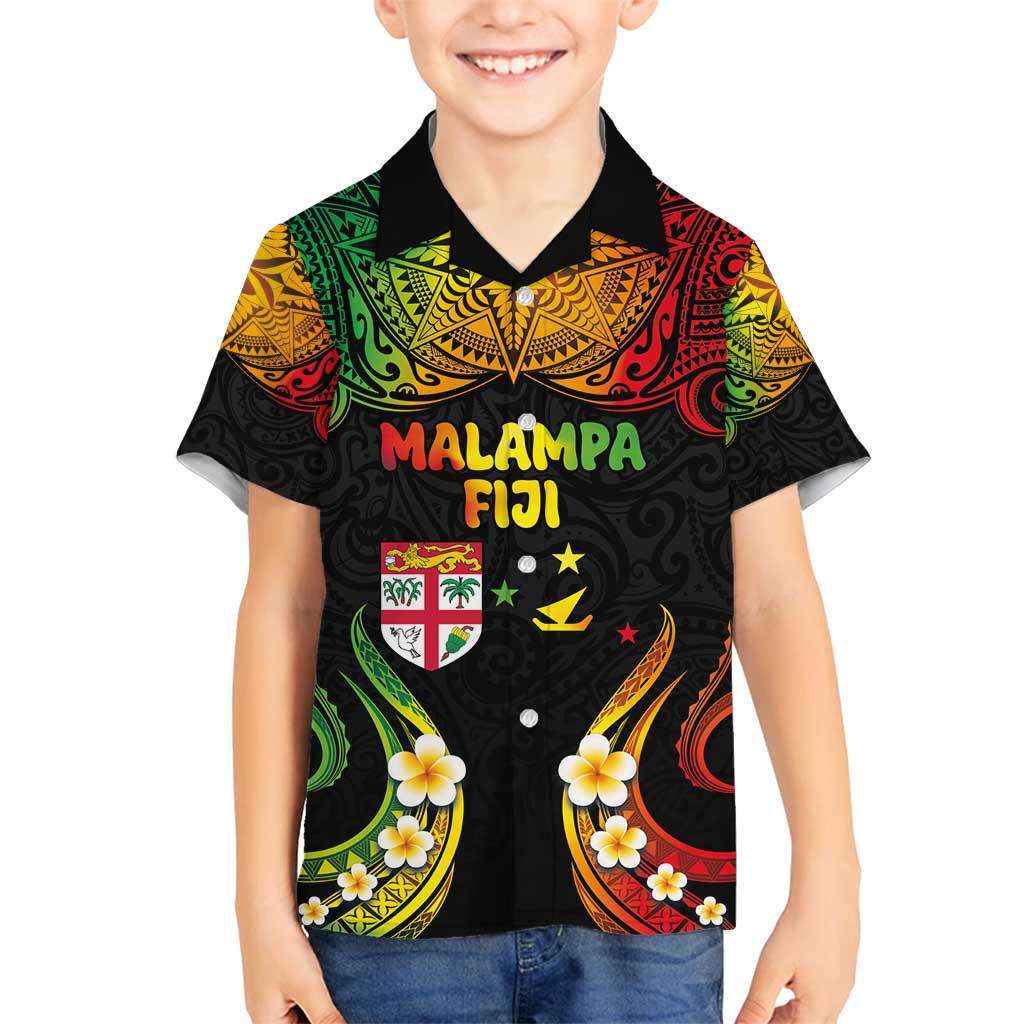 Personalised Malampa Fiji Day Family Matching Summer Maxi Dress and Hawaiian Shirt Polynesian Tattoo and Plumeria Reggae Color