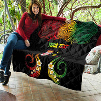 Personalised Malampa Fiji Day Quilt Polynesian Tattoo and Plumeria Reggae Color