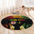 Personalised Malampa Fiji Day Round Carpet Polynesian Tattoo and Plumeria Reggae Color