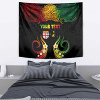 Personalised Malampa Fiji Day Tapestry Polynesian Tattoo and Plumeria Reggae Color