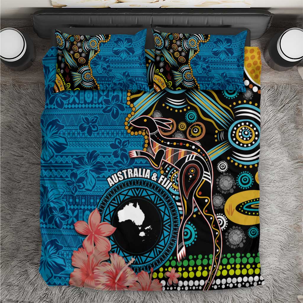 Fiji and Australia Kangaroos Bedding Set Indigenous Aboriginal and Fijian Masi Tribal Tattoo