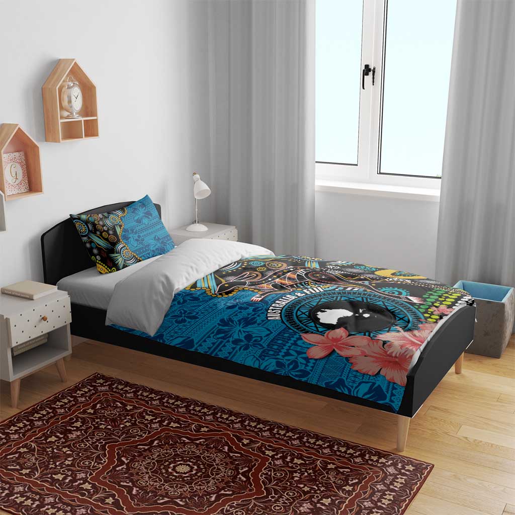 Fiji and Australia Kangaroos Bedding Set Indigenous Aboriginal and Fijian Masi Tribal Tattoo