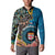 Fiji and Australia Kangaroos Button Sweatshirt Indigenous Aboriginal and Fijian Masi Tribal Tattoo