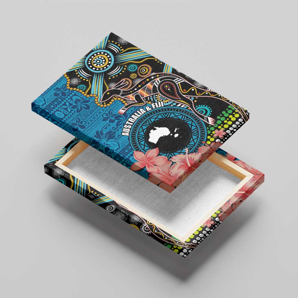 Fiji and Australia Kangaroos Canvas Wall Art Indigenous Aboriginal and Fijian Masi Tribal Tattoo