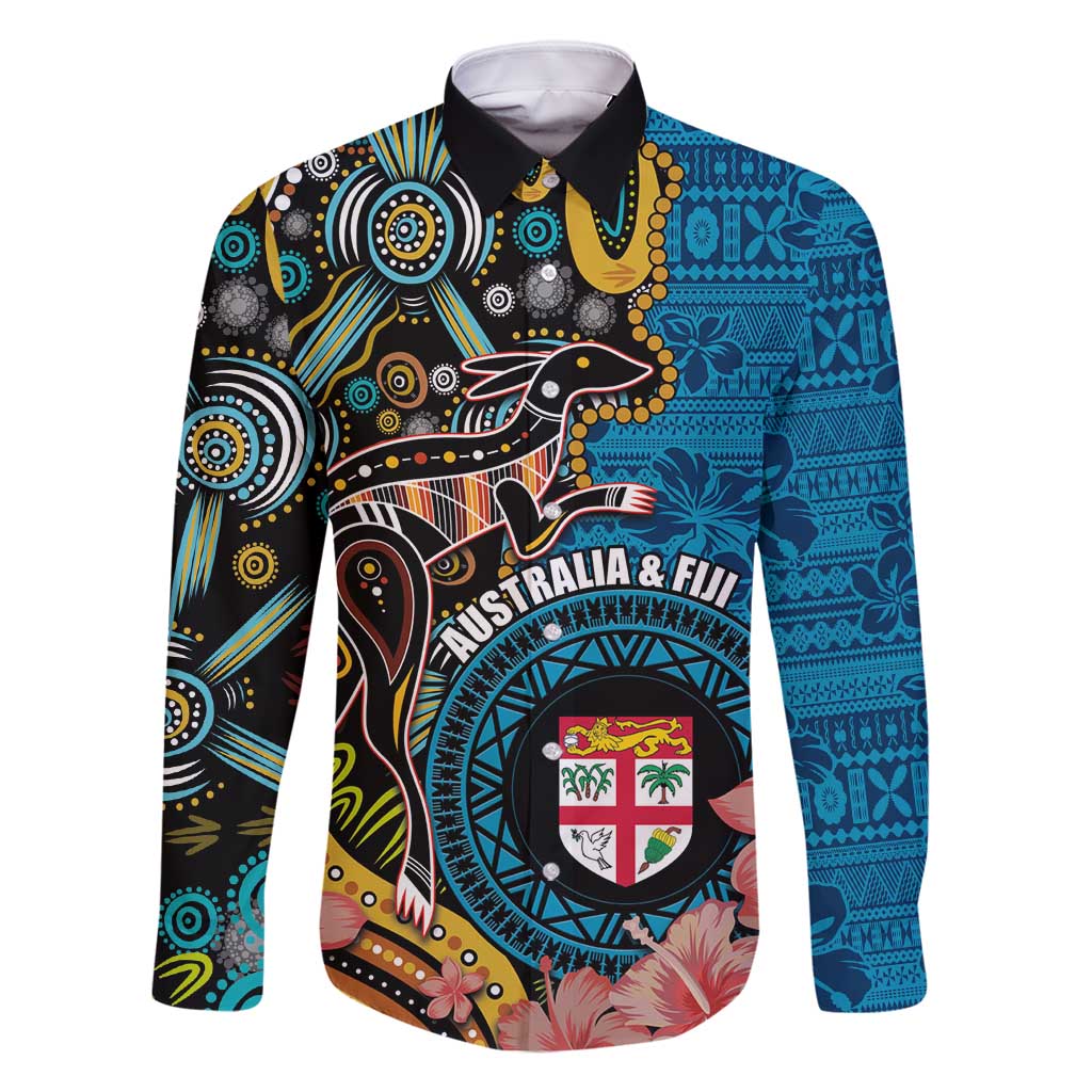 Fiji and Australia Kangaroos Family Matching Mermaid Dress and Hawaiian Shirt Indigenous Aboriginal and Fijian Masi Tribal Tattoo