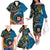 Fiji and Australia Kangaroos Family Matching Off The Shoulder Long Sleeve Dress and Hawaiian Shirt Indigenous Aboriginal and Fijian Masi Tribal Tattoo