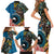 Fiji and Australia Kangaroos Family Matching Short Sleeve Bodycon Dress and Hawaiian Shirt Indigenous Aboriginal and Fijian Masi Tribal Tattoo