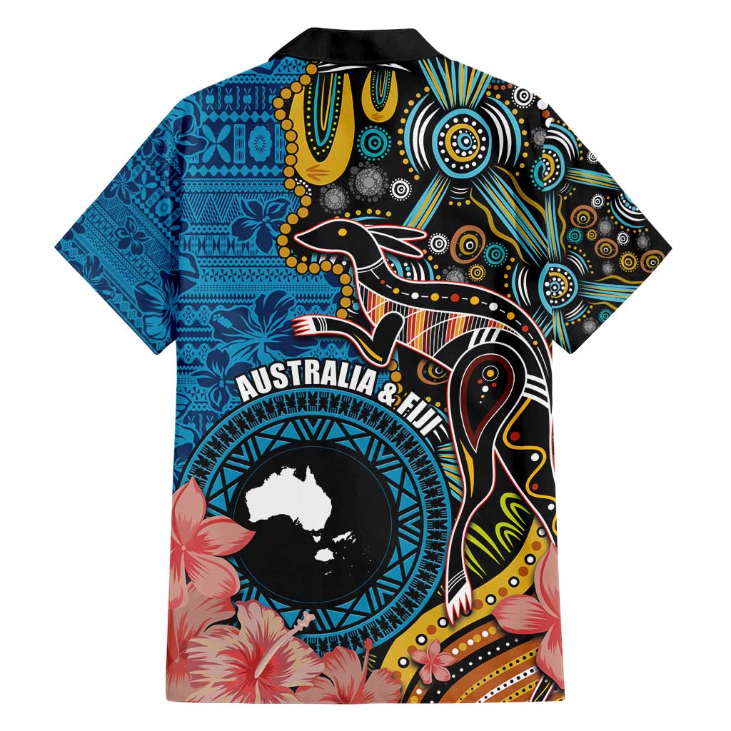 Fiji and Australia Kangaroos Hawaiian Shirt Indigenous Aboriginal and Fijian Masi Tribal Tattoo