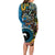 Fiji and Australia Kangaroos Long Sleeve Bodycon Dress Indigenous Aboriginal and Fijian Masi Tribal Tattoo