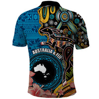 Fiji and Australia Kangaroos Polo Shirt Indigenous Aboriginal and Fijian Masi Tribal Tattoo