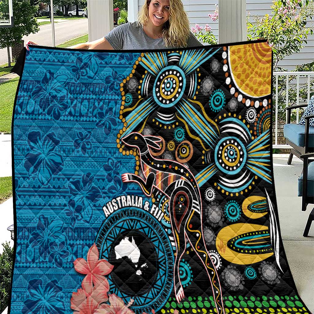 Fiji and Australia Kangaroos Quilt Indigenous Aboriginal and Fijian Masi Tribal Tattoo