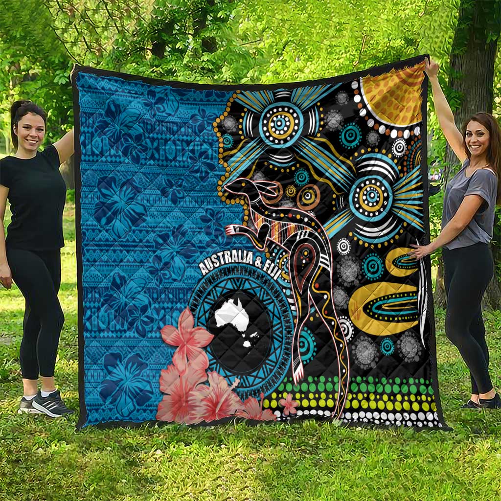 Fiji and Australia Kangaroos Quilt Indigenous Aboriginal and Fijian Masi Tribal Tattoo