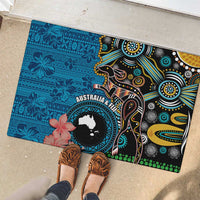 Fiji and Australia Kangaroos Rubber Doormat Indigenous Aboriginal and Fijian Masi Tribal Tattoo