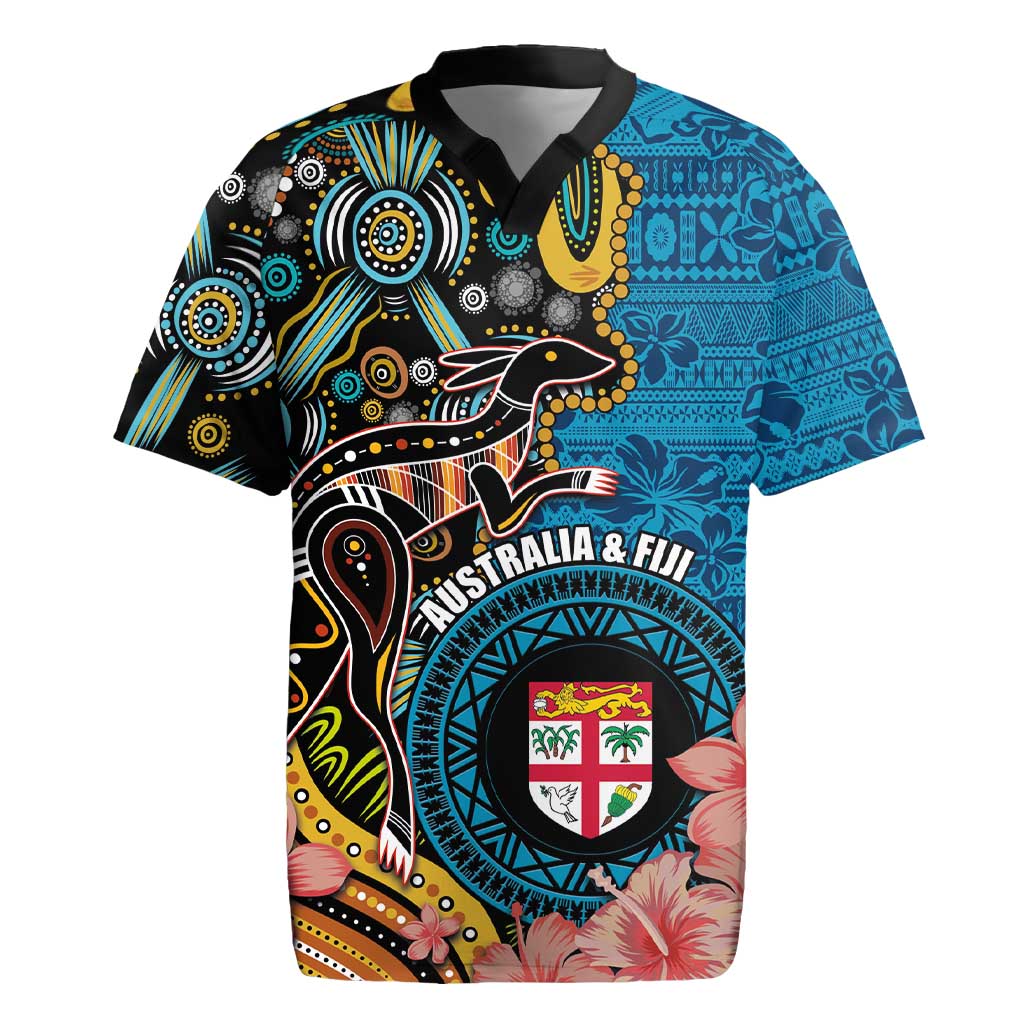 Fiji and Australia Kangaroos Rugby Jersey Indigenous Aboriginal and Fijian Masi Tribal Tattoo