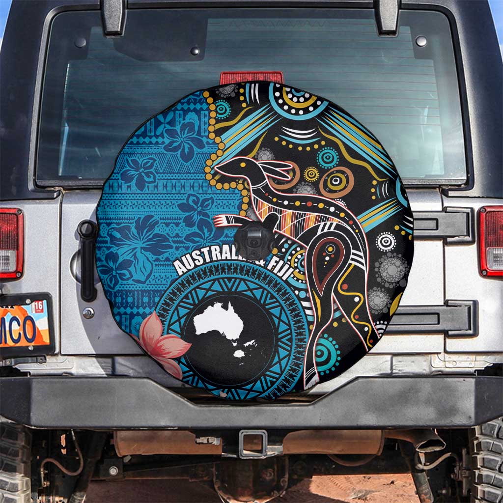 Fiji and Australia Kangaroos Spare Tire Cover Indigenous Aboriginal and Fijian Masi Tribal Tattoo