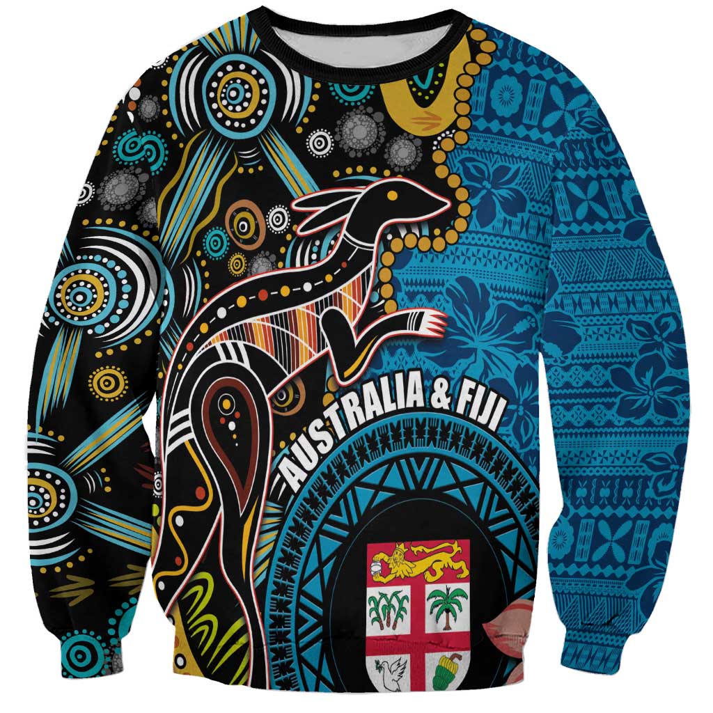 Fiji and Australia Kangaroos Sweatshirt Indigenous Aboriginal and Fijian Masi Tribal Tattoo