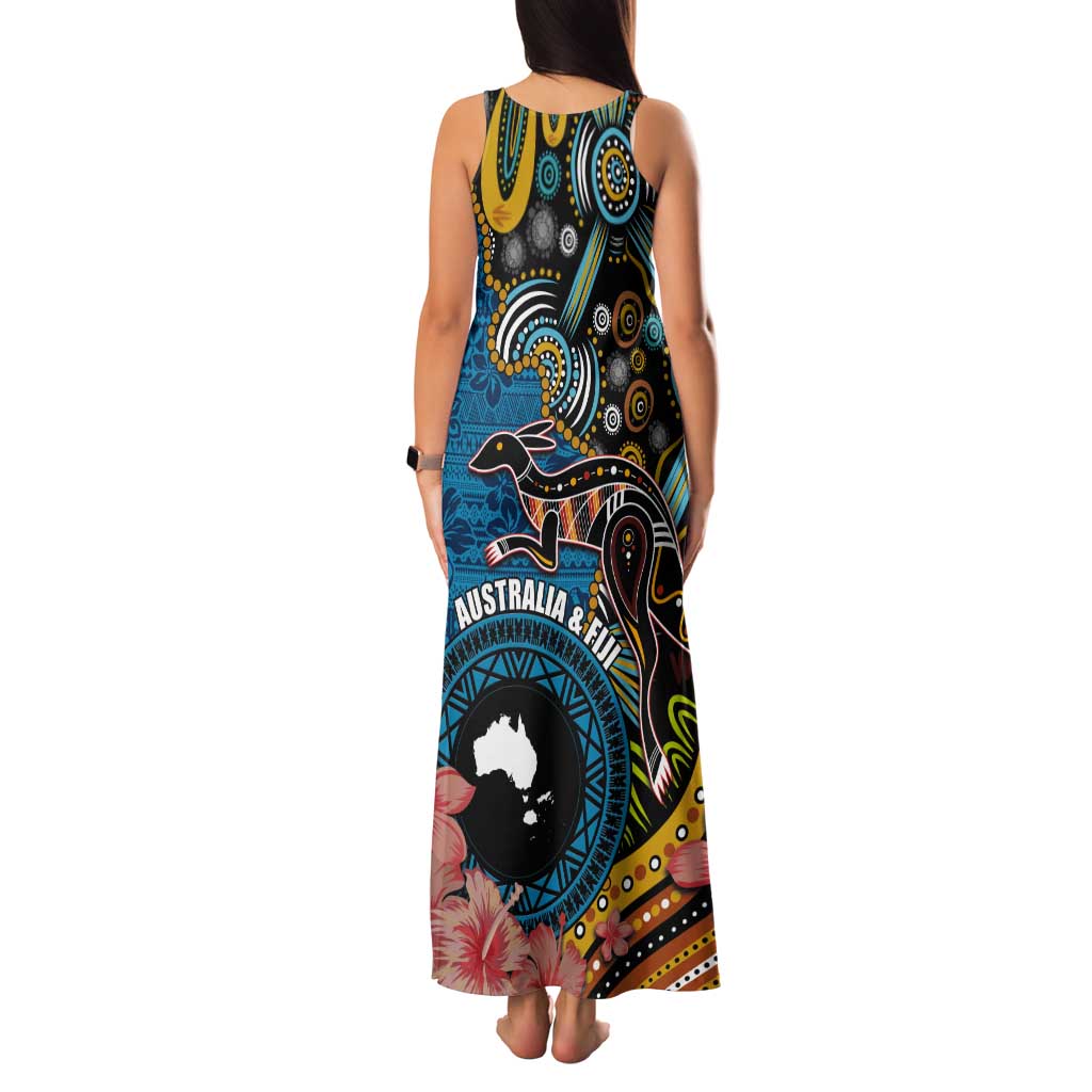 Fiji and Australia Kangaroos Tank Maxi Dress Indigenous Aboriginal and Fijian Masi Tribal Tattoo