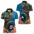 Fiji and Australia Kangaroos Women Polo Shirt Indigenous Aboriginal and Fijian Masi Tribal Tattoo