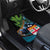 Fiji and New Zealand Tui Bird Car Mats Koru Fern Leafs and Palm Tree With Plumeria