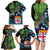 Fiji and New Zealand Tui Bird Family Matching Long Sleeve Bodycon Dress and Hawaiian Shirt Koru Fern Leafs and Palm Tree With Plumeria