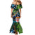 Fiji and New Zealand Tui Bird Family Matching Mermaid Dress and Hawaiian Shirt Koru Fern Leafs and Palm Tree With Plumeria