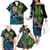 Fiji and New Zealand Tui Bird Family Matching Off The Shoulder Long Sleeve Dress and Hawaiian Shirt Koru Fern Leafs and Palm Tree With Plumeria